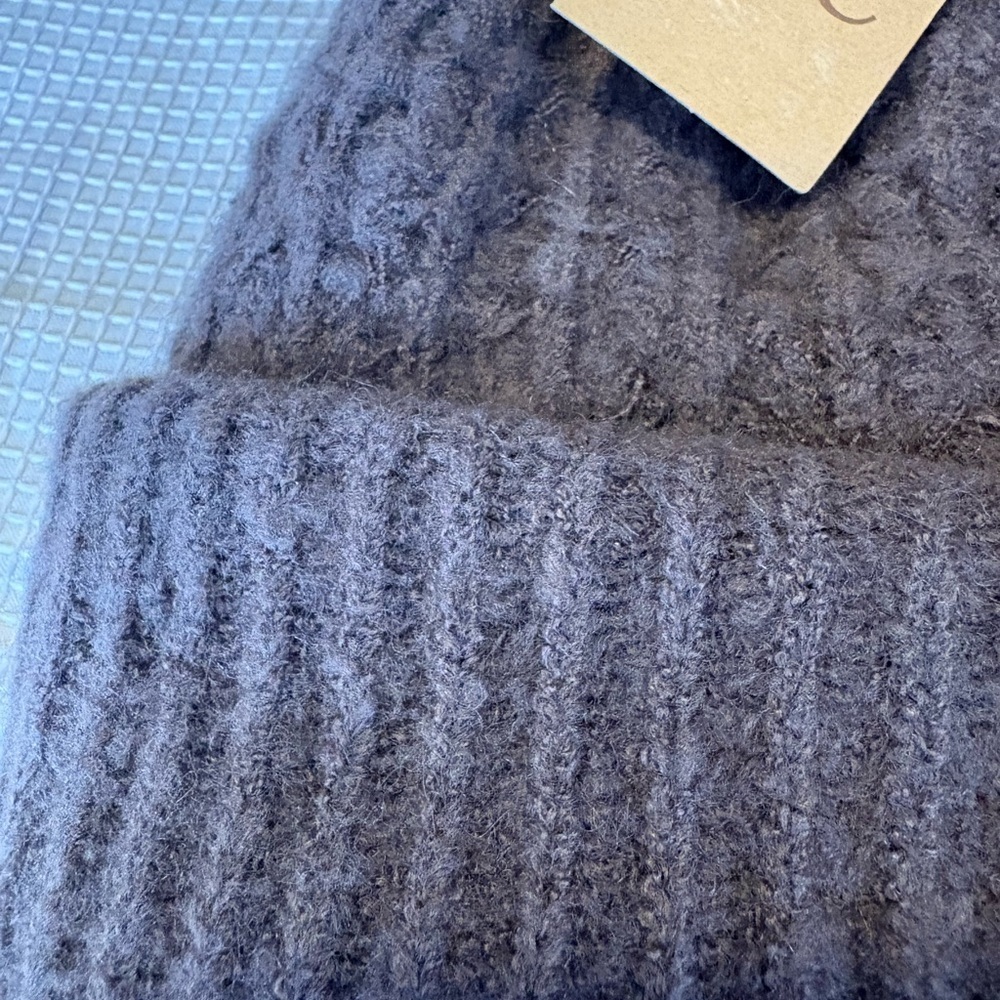 C.C Brown Knit Beanie with Faux Fur Pom - Picture 8 of 14